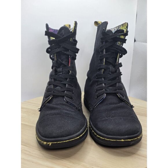 Dr Doc Martens Stratford Canvas Womens Combat Boots Size 8 Canvas black 9-Eye - Picture 2 of 12